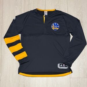 adidas Golden State Warriors Dark Gray and Yellow Long Sleeve Tee